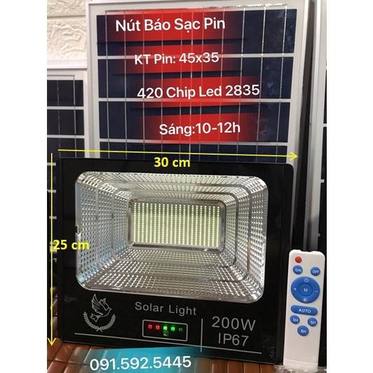 Đèn Pha Led Năng Lượng Mặt Trời 300w,200w,100w. Vỏ Nhôm,IP67. Có Thêm Chế Độ Báo Sạc Pin.(Hình thực tế)