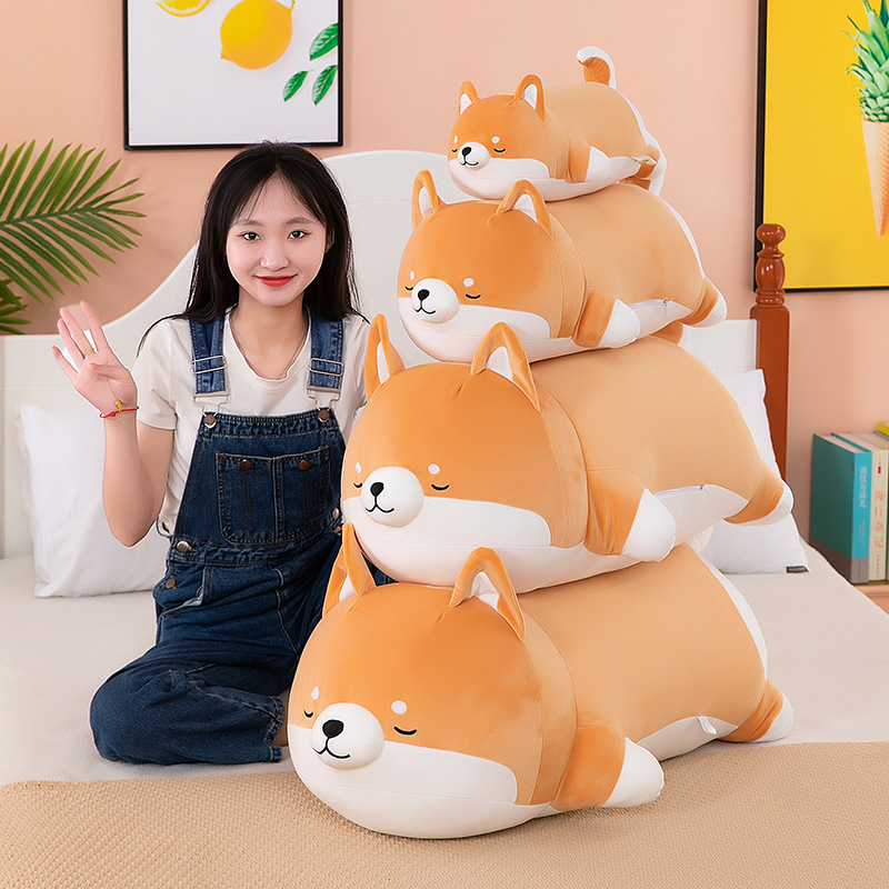 Gấu Bông Chó Shiba Nằm Ngủ Mập Ú Siêu Cưng Cute (35cm---&gt;70cm) Gối Ôm Chó Shiba Ngủ Say Mẫu Mới Dễ Thương Đáng Yêu