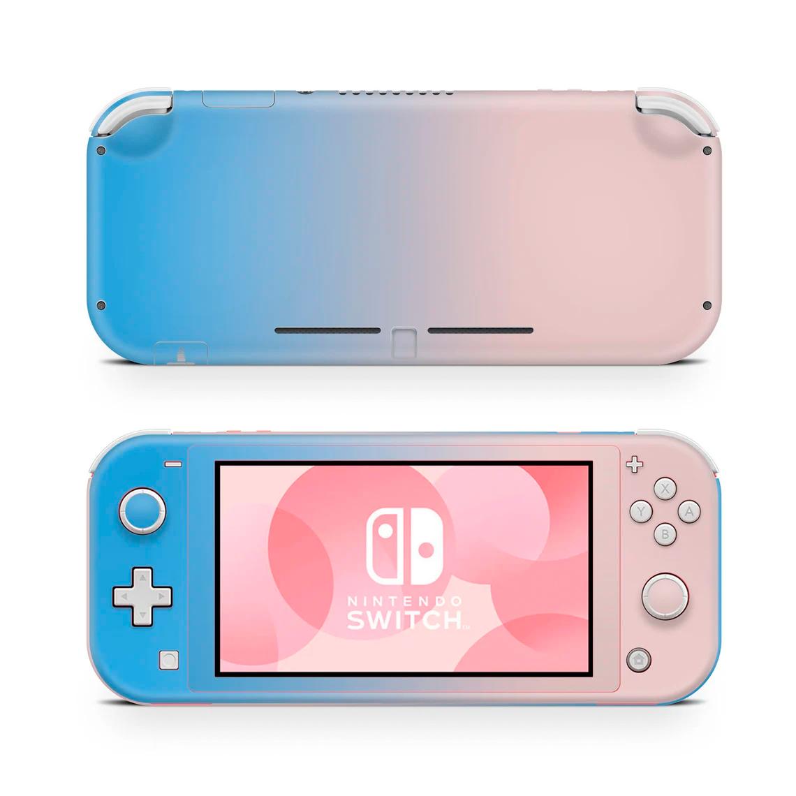 Skin decal dán Nintendo Switch Lite mẫu màu pastel xanh hồng (dễ dán, đã cắt sẵn)