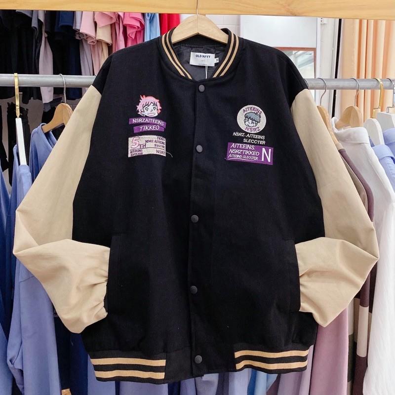 ÁO BOMBER, Áo khoác BOMBER Nam Nữ Unisex Họa Tiết, áo khoác cardigan CẬU BÉ / CHẤT NỈ SIÊU DÀY DẶN, Áo Bomber NAM /NỮ Logo Cậu Bé Reception Phong Cách Trẻ Trung Và Cá Tính, Áo cadigan bóng chày thêu hình cậu bé phối tay trắng 2 màu đen trắng