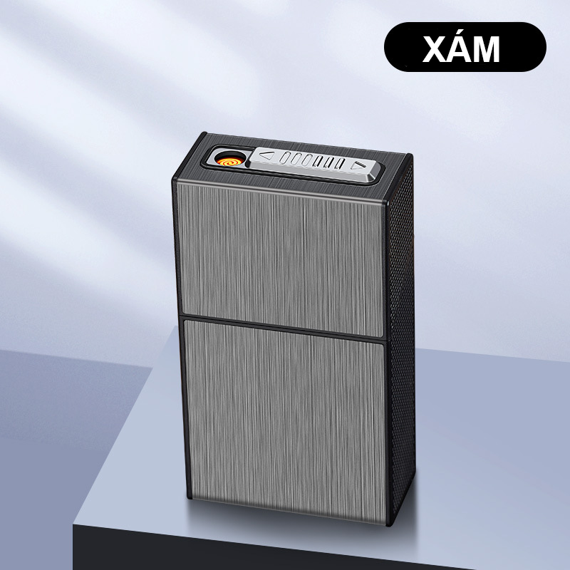 Bật Lửa Điện Kiêm Hộp Đựng Thuốc 20 Điếu Lớn Ngắn HB207 - Sạc Điện