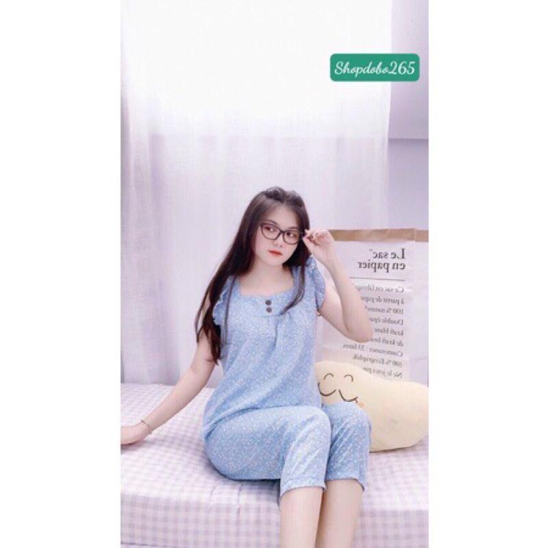 Đồ bộ nữ,đồ ngủ mặc nhà lửng 9 tấc vải lụa mango BL 35 họa tiết hoa nhí dễ thương size 47-60kg.