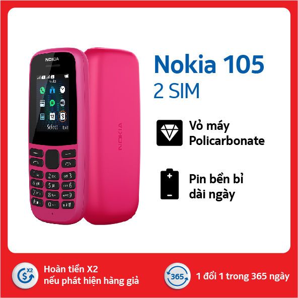 Điện thoại Nokia 105 Dual Sim - Hàng chính hãng