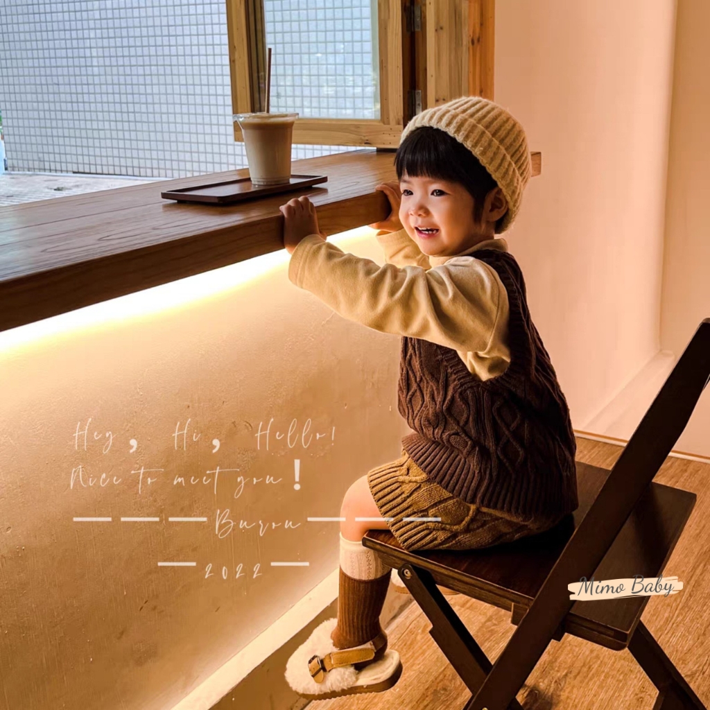 Áo gile len dệt kim cổ tim phong cách vintage mùa thu đông cho bé QA68 Mimo Baby