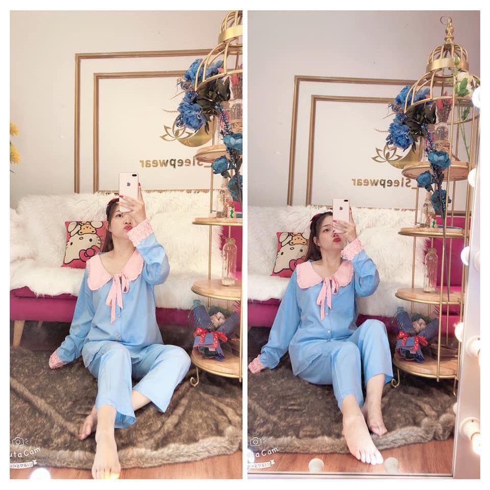Bộ lụa hàn bèo tiểu thư - quần dài có túi - ẢNH THẬT