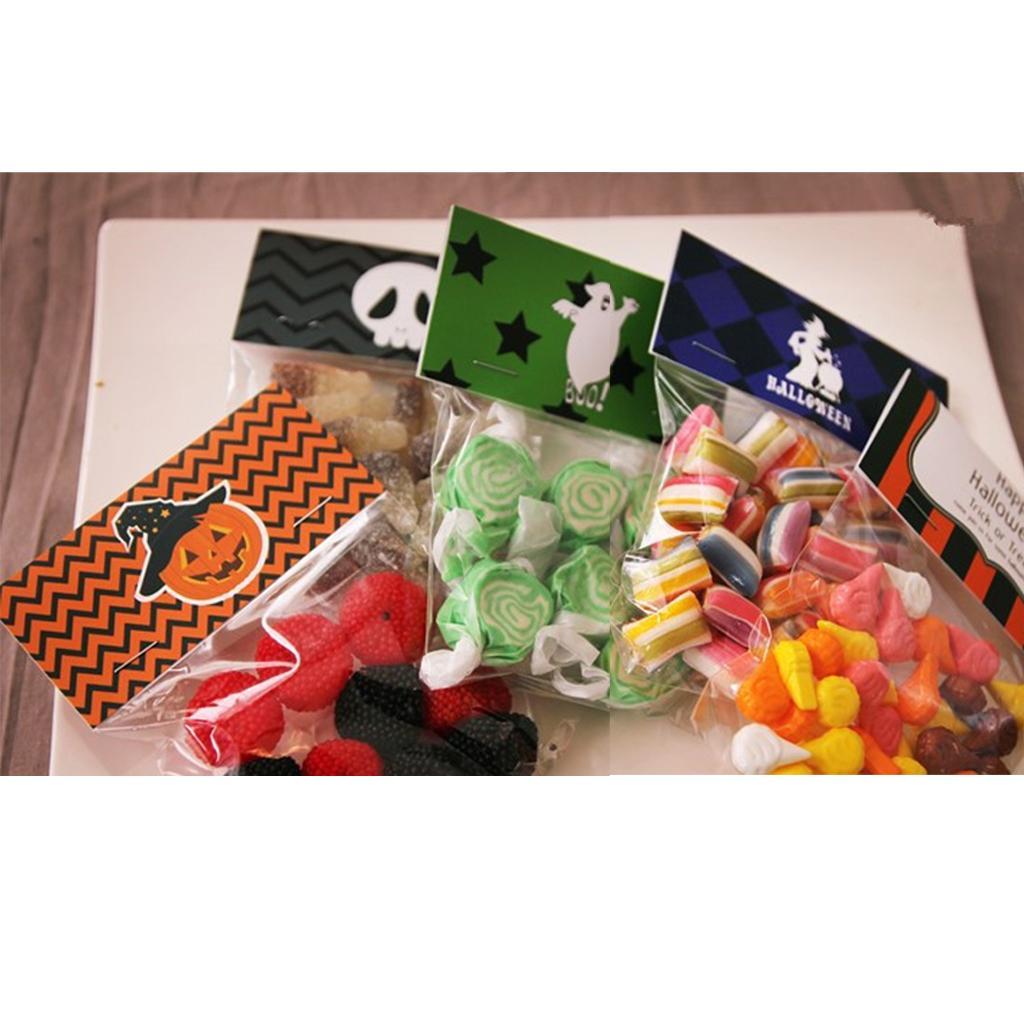 100x Halloween Treat Cellophane Bags Candy Cookie Party Favor Gift Bag - Clear