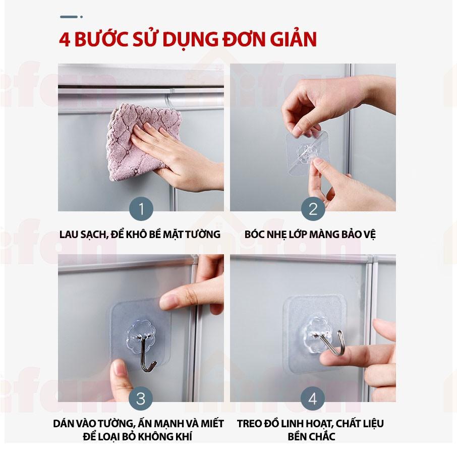 Móc Dán Tường ️ ️ Bộ 10 Móc Dính Tường Trong Suốt Siêu Dính Siêu Chắc Chắn Chịu Lực Cao Cấp