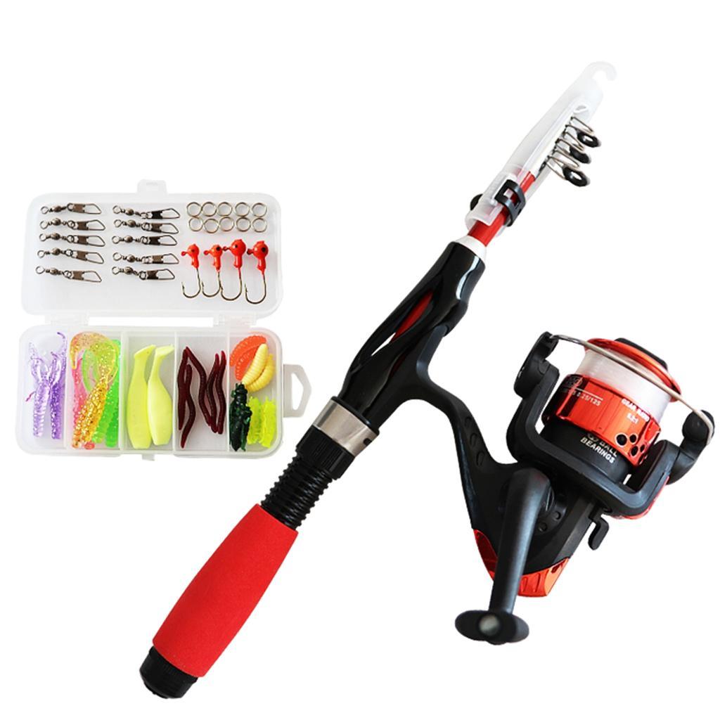 Telescopic Fishing Pole Reel Children Reel Youth Box Red