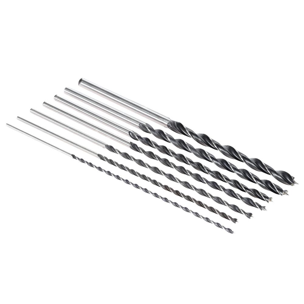 7pcs/set 300mm Extra-Long Brad Point High-carbon Steel Wood Drill Bit Set Three Point Woodworking Drill