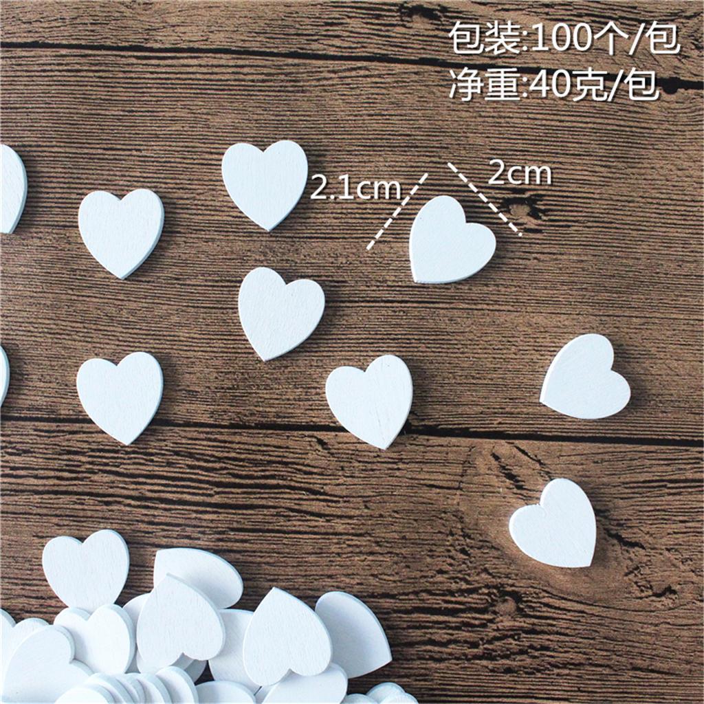3-7pack 100 Pieces White Wooden Love Heart Shapes Craft Wood Embellishments
