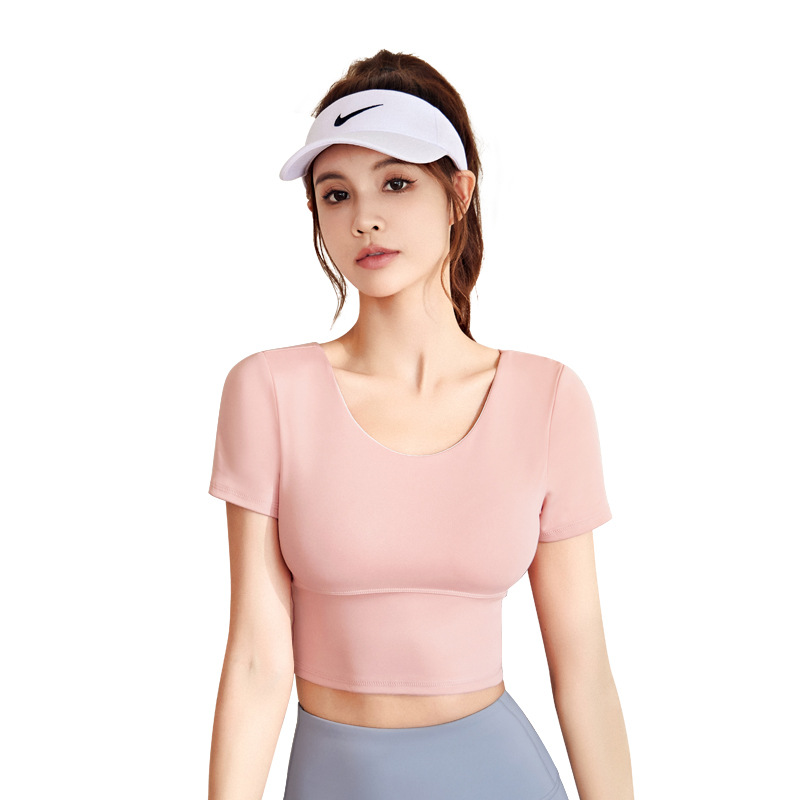 Áo tập gym dáng croptop có mút đệm, Áo tập yoga, aerobic cho nữ, dây chéo lưng thời trang