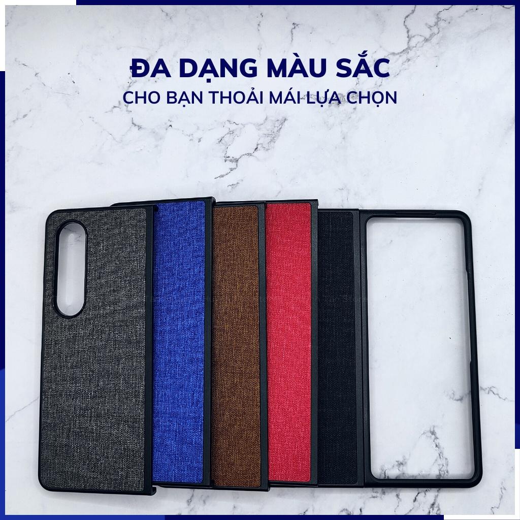 Ốp lưng z fold 4 fold 3 chống vân tay nhựa cứng viền đen vải jean 1 màu phụ kiện điện thoại huỳnh tân store