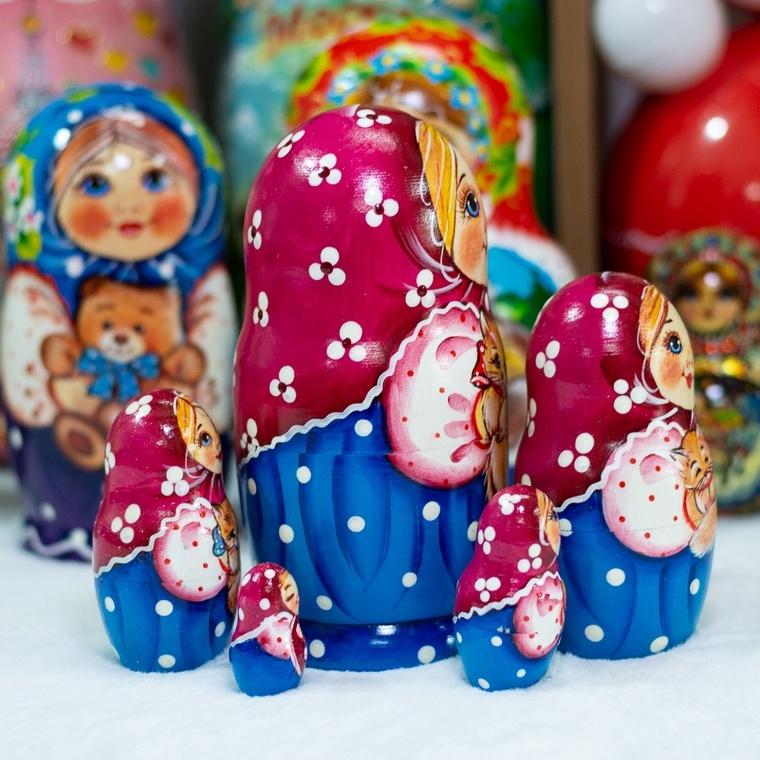 BỘ BÚP BÊ NGA MATRYOSHKA 5 LỚP 15CM "YULIA ÔM MÈO" QUÀ LƯU NIỆM NGA ĐỘC ĐÁO CỰC ĐẸP