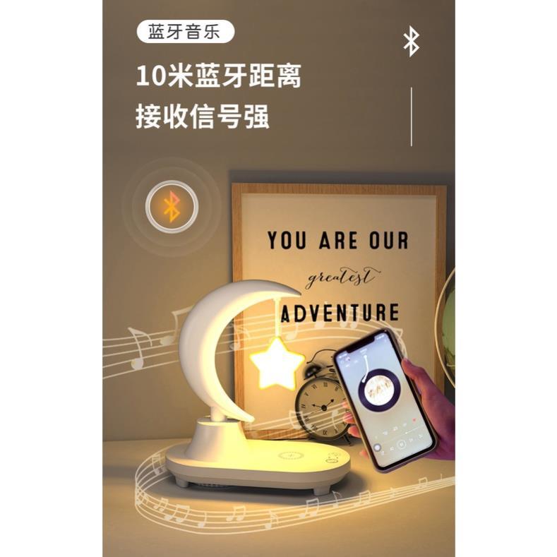 Đèn trang trí phòng ngủ dễ thương DL01 pin sạc kết hợp loa bluetooth và Đế sạc không dây cho điện thoại