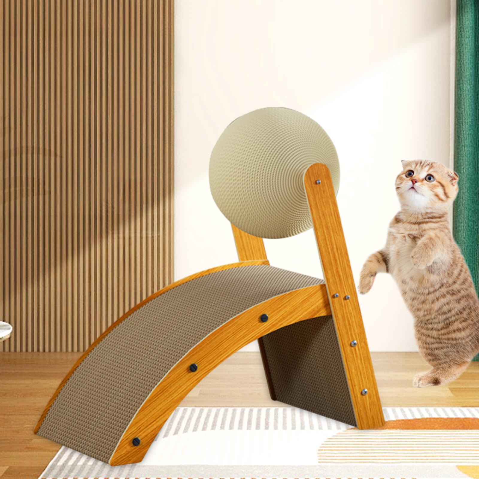 Cat Scratch Pad with Rotatable Ball Cat Scratcher Toy Protect Furniture