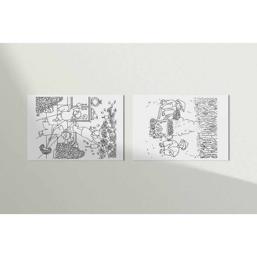 Postcard thiệp tô màu "Đón tết" của @convecho, giấy vẽ coldpress 300gsm