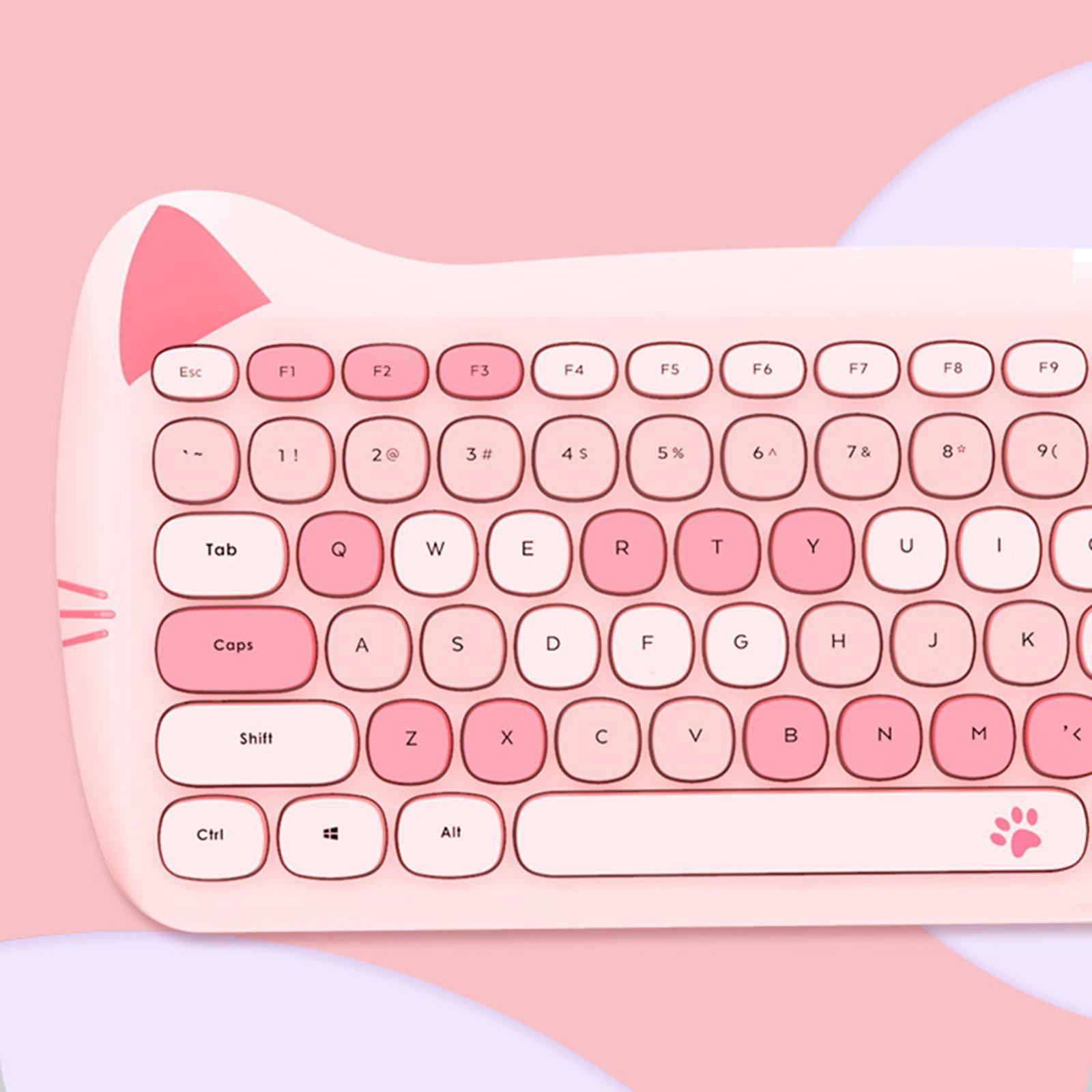 Mini Wireless Keyboard Mouse Set Round Key Multi-Colour Cute Lovely for Girls