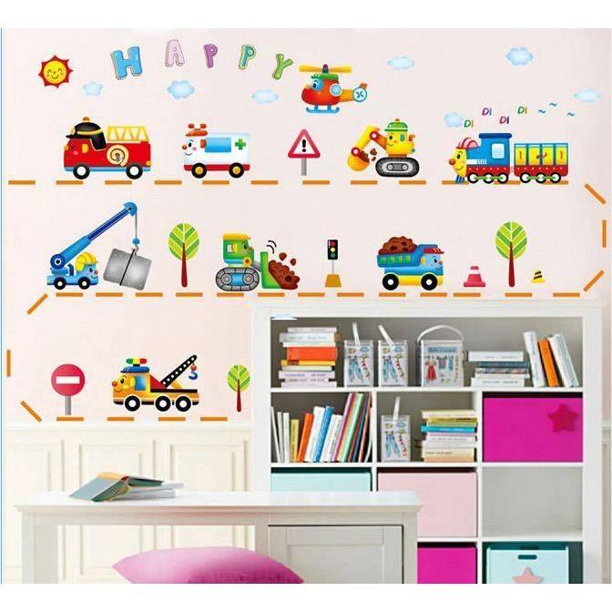 Decal dán tường đoàn xe happy