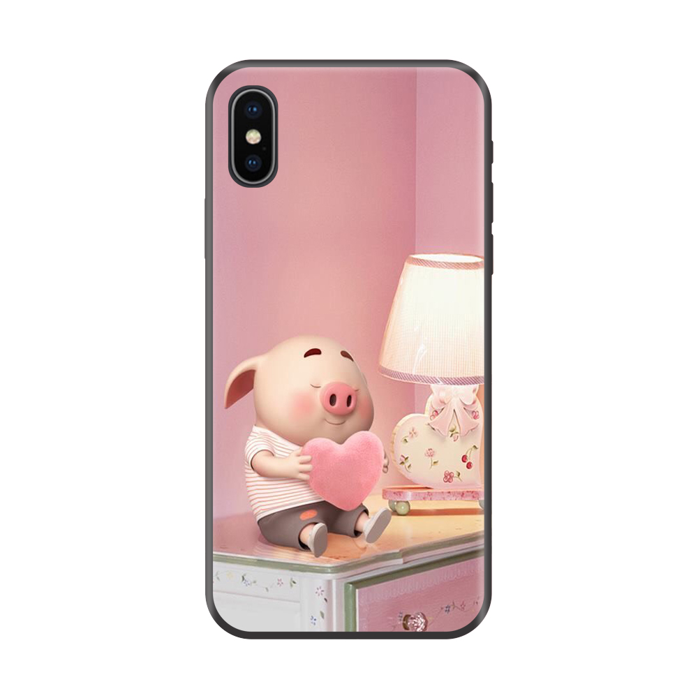 Ốp lưng TPU viền dẻo cho điện thoại IPHONE XS Hình Heo Con Đang Yêu