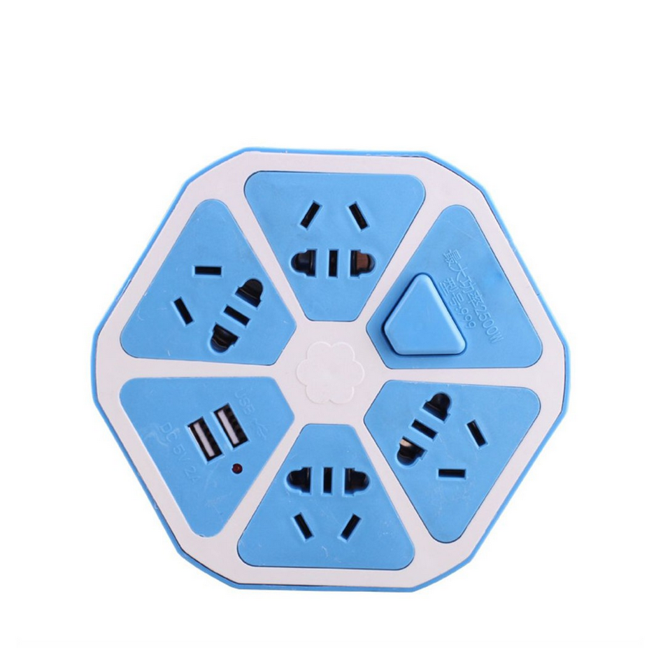 Ổ cắm điện hình lục giác tiện dụng - Ổ cắm điện 5 ổ cắm kèm ổ USB