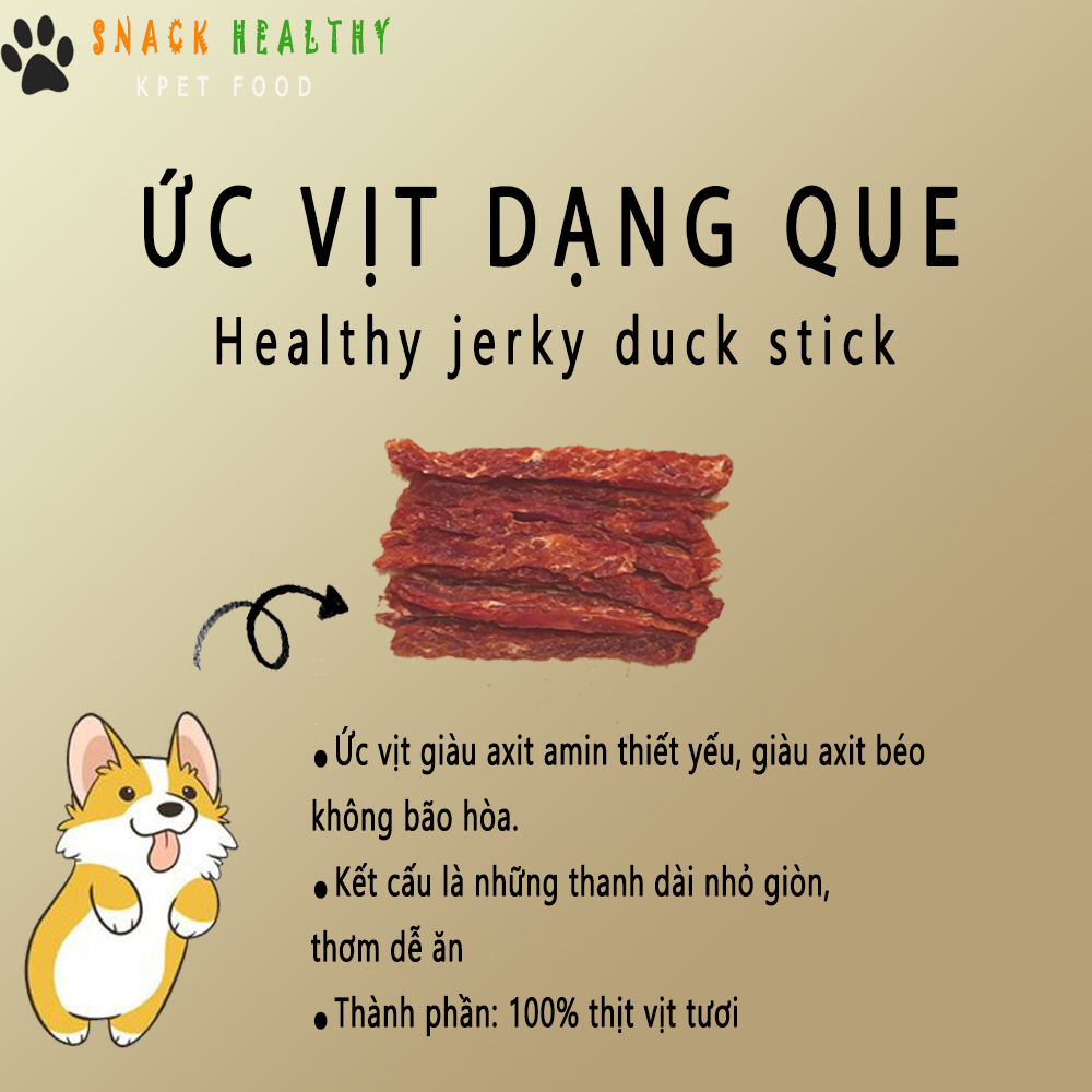 BÁNH THƯỞNG CHO CHÓ - Ức Vịt Dạng Que - Healthy Jerky Duck Stick - MAKE IN KOREA - 100g
