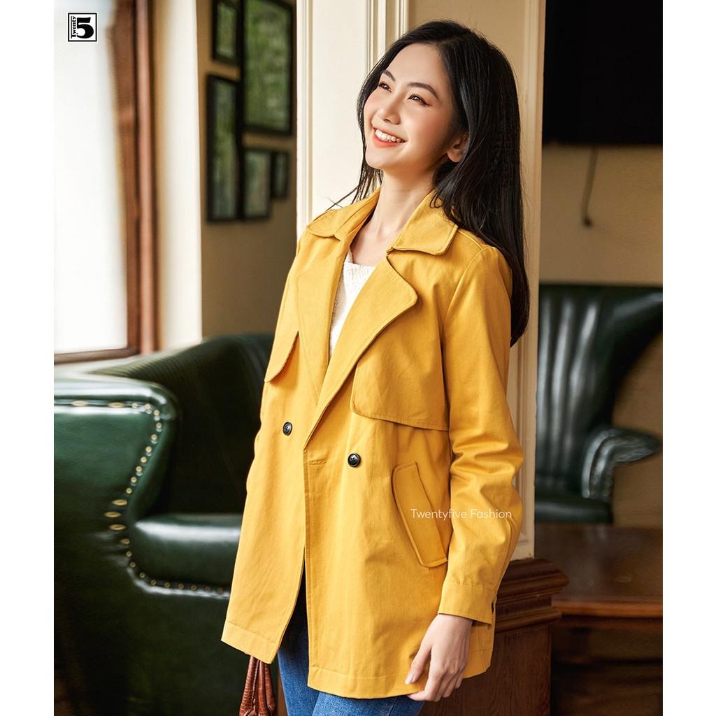 Áo khoác kaki nữ 2 lớp, dáng dài Twentyfive NK5