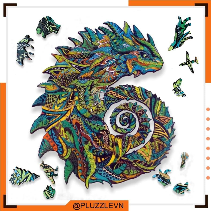 Bộ xếp hình gỗ đồ chơi puzzle ghép hình con vật độc đáo - Con Kỳ Nhông – PZ031