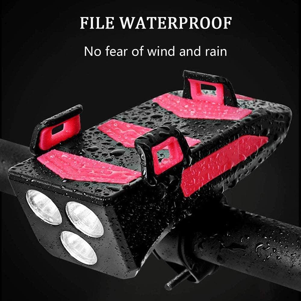 Đèn xe đạp 4 trong 1 Đèn xe đạp USB có thể sạc lại Đèn pha xe đạp 3 độ sáng