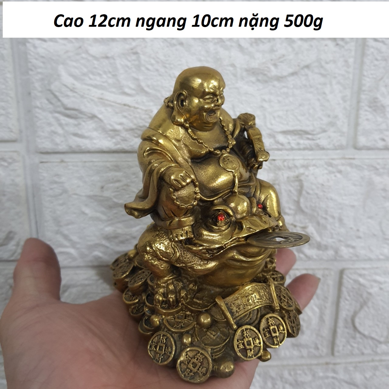 Tượng Di lặc cưỡi cóc 3 chân bằng đồng MS280