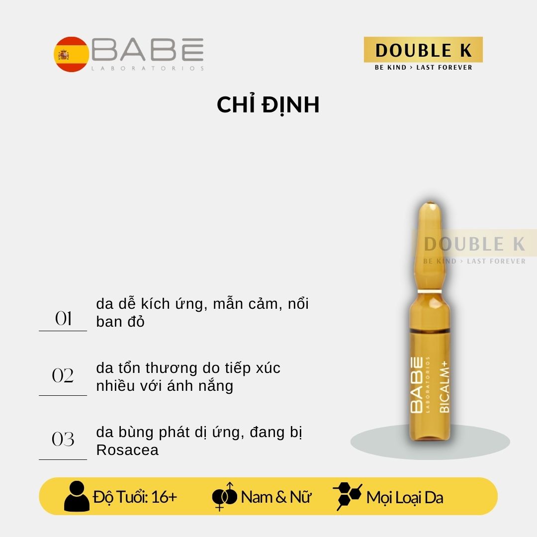 Huyết Thanh Phục Hồi Da BABE BiCalm+ - Làm Dịu Làn Da, Ngừa Kích Ứng - Double K