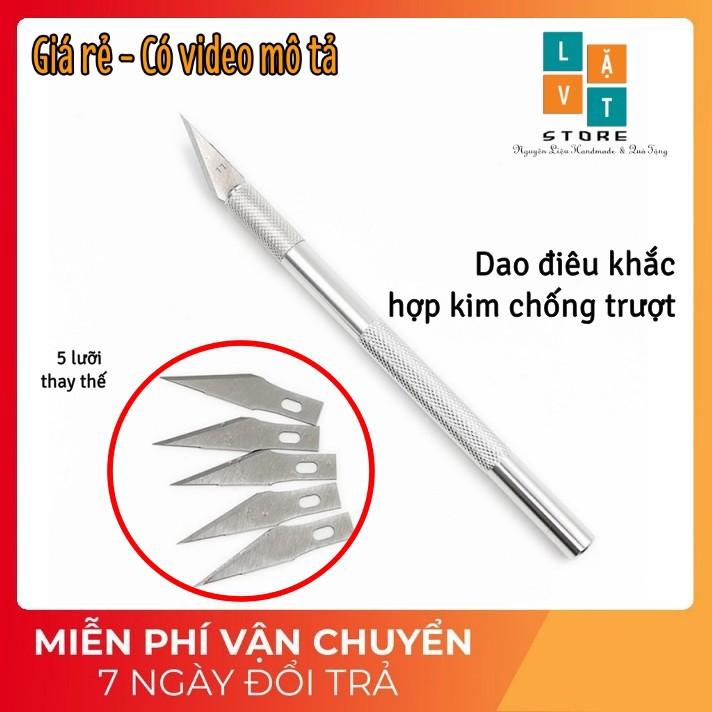 Dao điêu khắc, dao cắt chống trượt dùng để làm đồ handmade, tỉ mỉ - Có thể thay thế đi kèm, màu bạc trắng