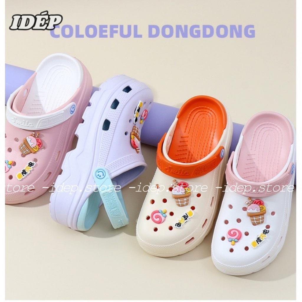 Dép cross cao 6cm tặng 6 sticker chất EVA siêu nhẹ lỗ thoáng khí chống trơn - Sục y tá đế dày iDÉP- SL063