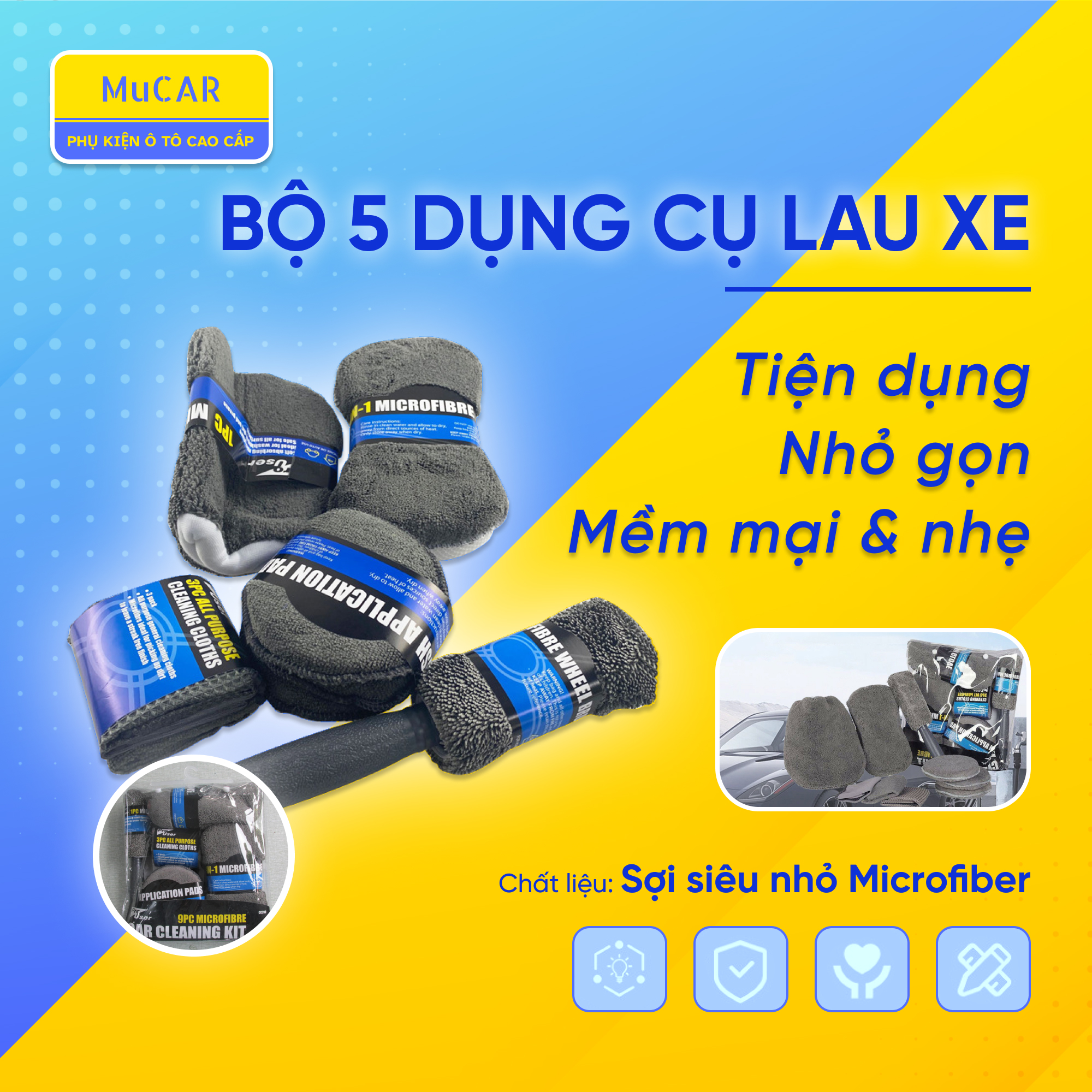 Bộ 5 dụng cụ lau xe