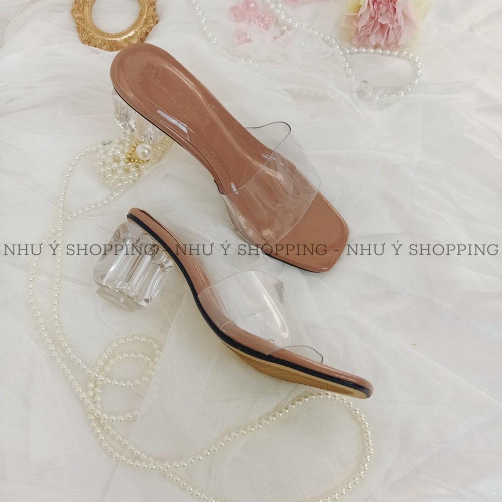 Guốc Cao Gót Đế Vuông Quai Trong 5P