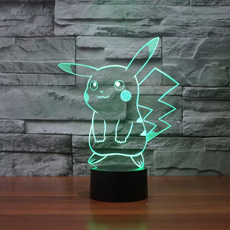 Đèn Ngủ Để Bàn Hình Pikachu 3d Thay Đổi 7 Màu