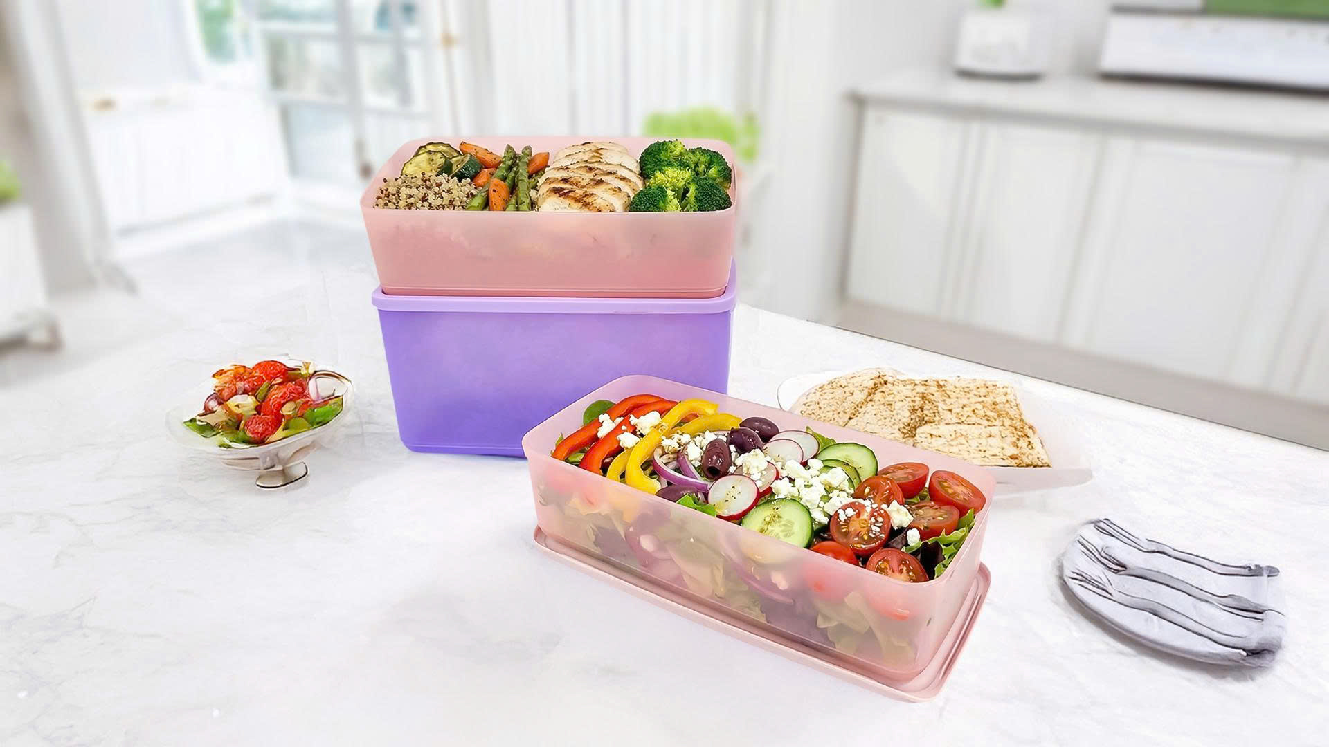 Bộ 3 hộp đựng thực phẩm Tupperware trữ khô và mát Cubix Rectangle 3.1L và 1.4L