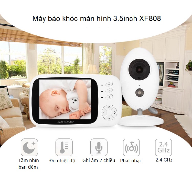 Máy báo khóc, trông trẻ hiển thị hình ảnh, không dây, tần số 2.40 ~ 2.48GHz ( Tặng kèm 01 bộ 100 miếng dán hình ngôi sao )