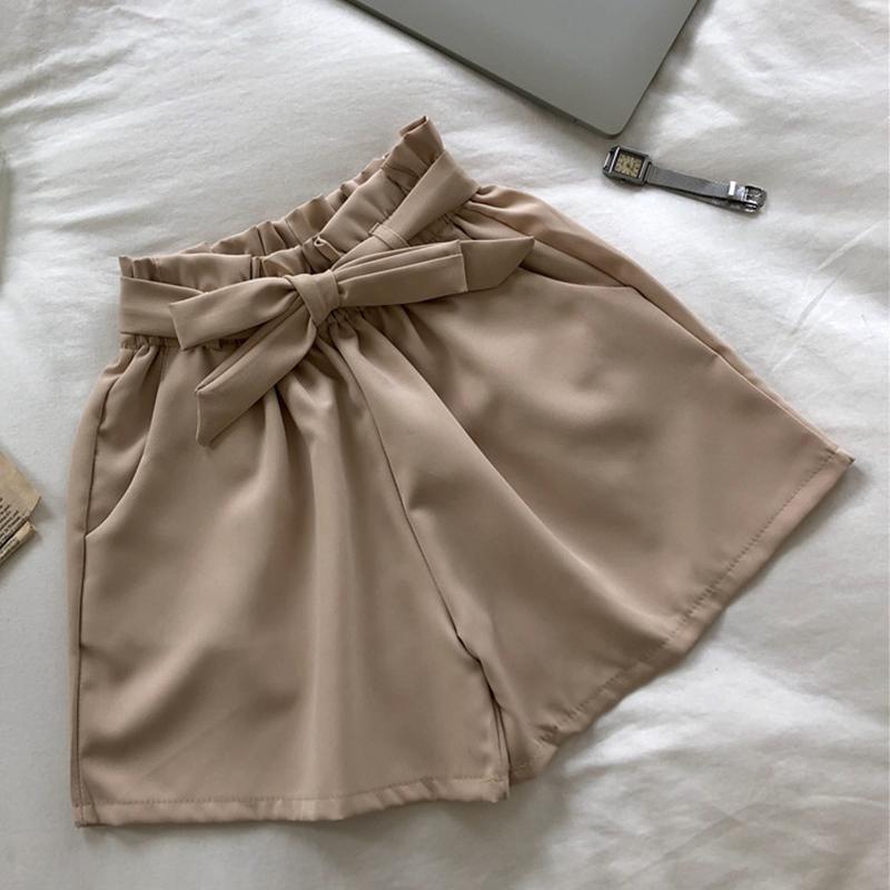 TIGENA Mùa Hè 2021 Thun Cao Cấp Quần Short Nữ Phong Cách Hàn Quốc Nơ Dễ Thương Dây Quần Short Nữ Ngắn Quần Nữ Đen màu Hồng