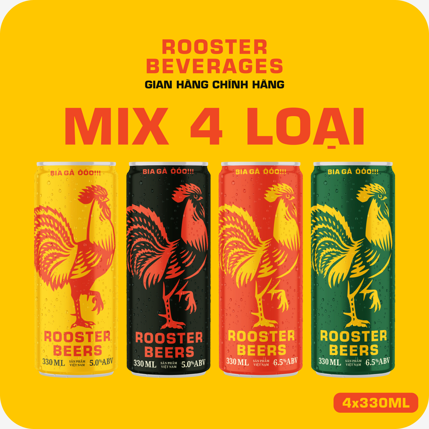 Hình ảnh Bia thủ công | Rooster Beers 4 Lon Mix x 330ml