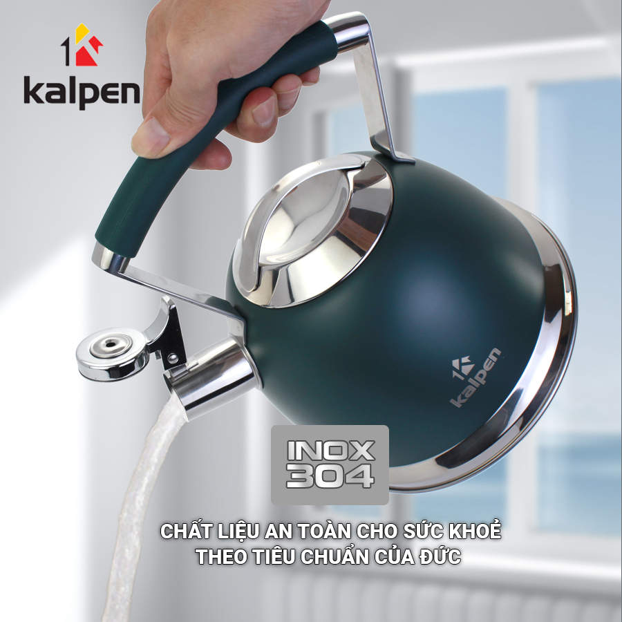 Ấm đun nước Inox 304 cao cấp Kalpen KK02 dung tích 2.5L dùng bếp từ chuẩn Đức - Hàng chính hãng