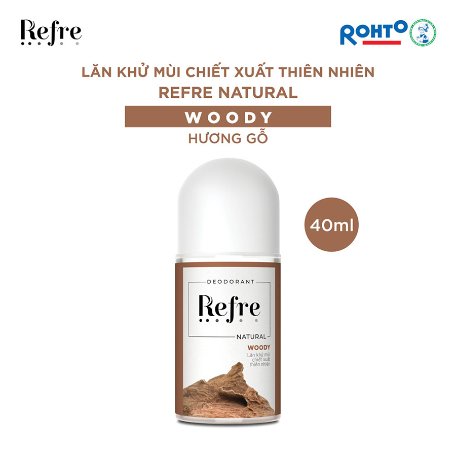 Lăn Khử Mùi Chiết Xuất Thiên Nhiên Refre Natural Woody – Hương Gỗ 40ml