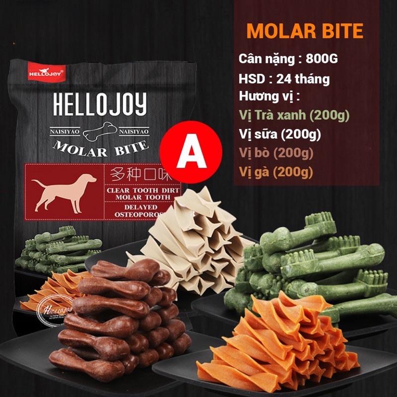 Xương gặm sạch răng Hello Joy 8 vị (800g) Bánh thưởng cho chó mèo thú cưng