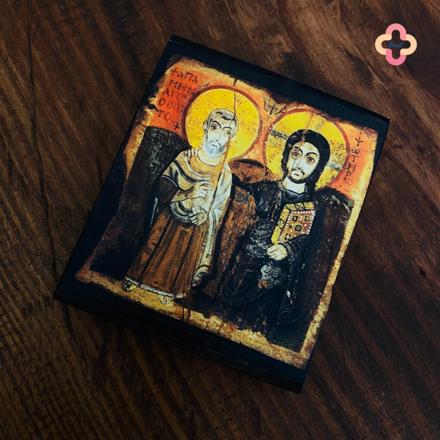 Icon Chúa Ba Ngôi Beati - Tranh Gỗ Thủ Công Màu Rustic / Icon of the Holy Trinity by Andrei Rublev.