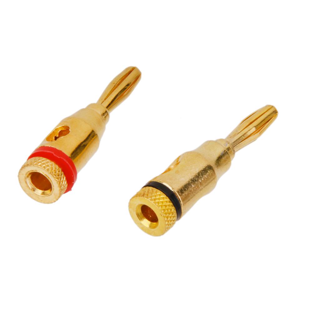 10x Gold plated Musical Speaker Cable Wire Screw Banana Plug Connector 4MM