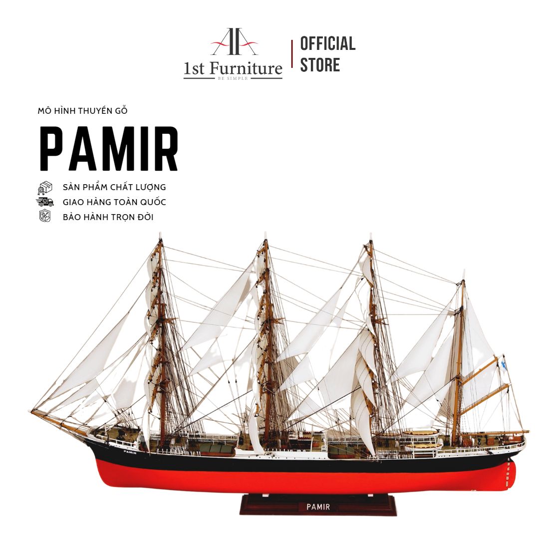 Mô hình Thuyền Cổ PAMIR cao cấp, mô hình thuyền gỗ tự nhiên sang trọng lắp ráp sẵn 1st FURNITURE