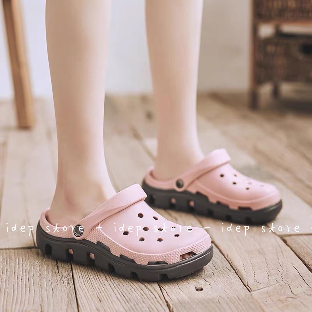 Dép Cross HỒNG unisex tặng 4 sticker- Giày sục siêu nhẹ đi mưa (Form nhỏ) iDÉP SL013