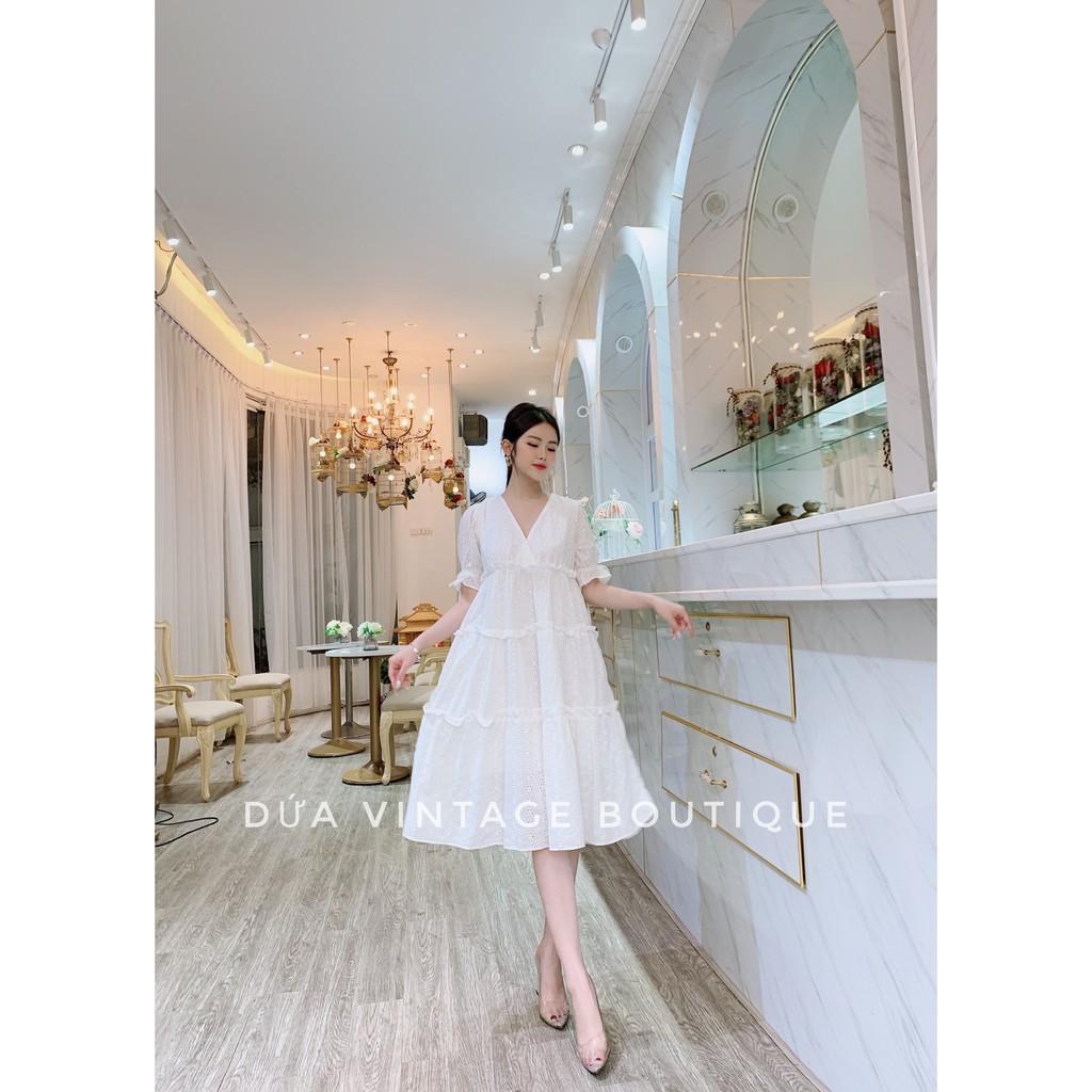 Đầm babydoll dáng xòe tay phồng cao cấp