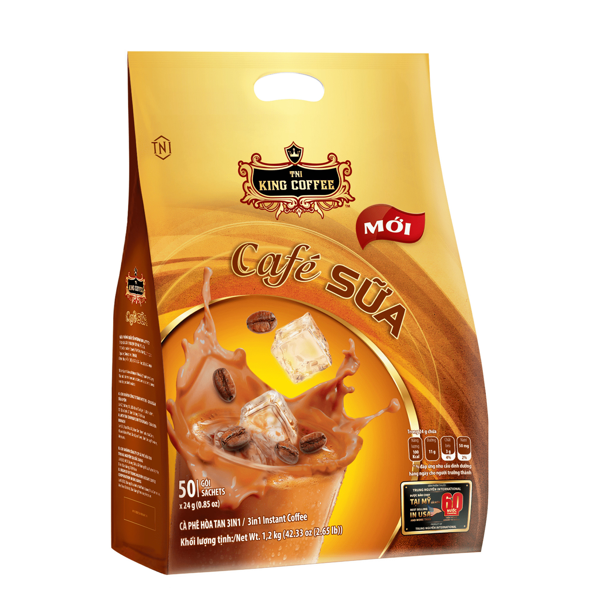 Combo 3 Cà Phê Sữa Hòa Tan 3IN1 KING COFFEE - Túi 50 gói x 24g