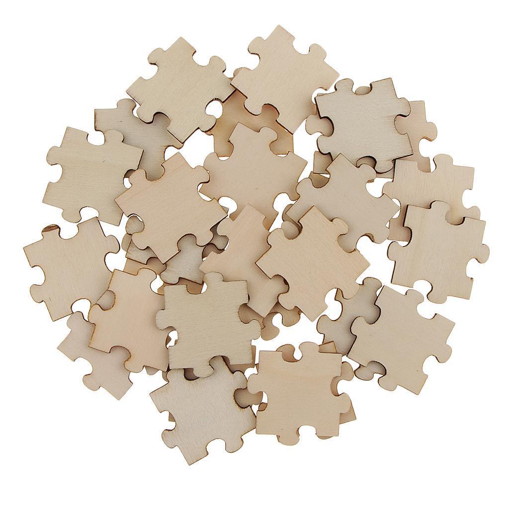200x 4cm Blank Wood Puzzle Shape Slices Embellishment Wedding Decoration DIY