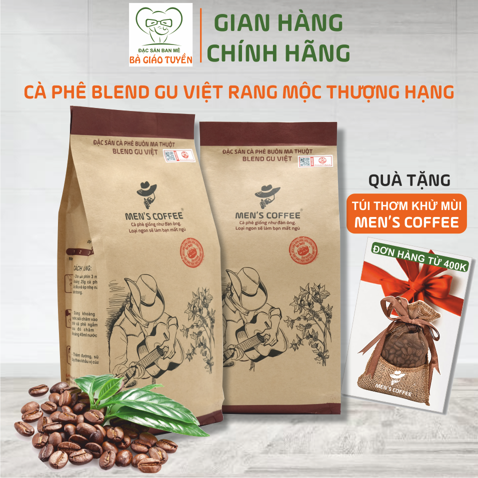 1kg Cà Phê Men's Coffee Dòng BLEND GU VIỆT Thượng Hạng Vị Đậm Đà, Đắng Nhẹ, Mùi Thơn Quyến Rũ.